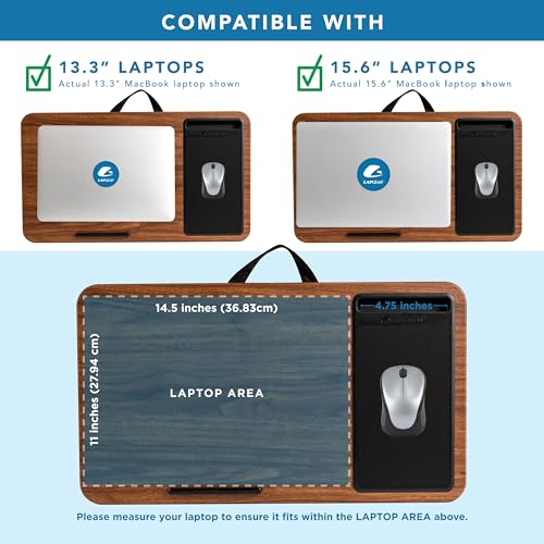 LAPGEAR Home Office Lap Desk with Device Ledge, Mouse Pad, and Phone Holder - Espresso Woodgrain - Fits up to 15.6 Inch Laptops - Style No. 91575 - color: Espresso Woodgrain, size: Home Office W/Device Ledge