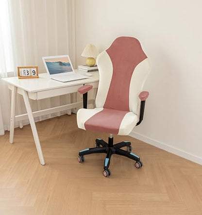 Lavish Cover Velvet Stretchable Gaming Chair Cover, Washable, Anti-Scratch Slipcover with Armrest Protection, Cat Scratch Proof for Office and Computer Chairs(No Chair, Pink) - color: Pink