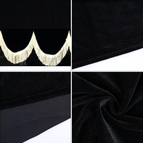 Piano Keyboard Non-Dirt Cover – Half-Covered Durable Split Curtain Design for Grand Pianos,Velvet Fabric 70x29in(Dark Green/Violet/Black)(Black) - color: Black