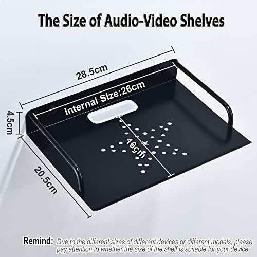 HNVNER Floating Wall Shelves with Cable Holes for Media Such as Router, Modem, Small Projector, Camera, Metal Router Wall Mount Shelf Under The TV (Storage Size 10.27"x8.07") - color: 1 Layer-small-1pcs