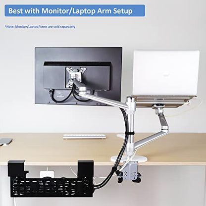 AEONS Under Desk Cable Management Tray Wire Cord Organizer Removable C Clamp Mount No Drill Computer Cord Raceway and Modesty Panel, Black, 16-inch - style: 16” 1 Tray