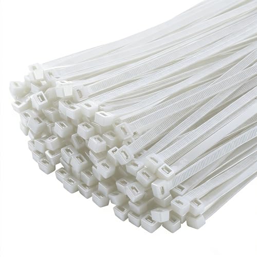 200PCS 10 inch Zip Ties 75LBS Tensile Strength Self-Locking heavy duty UV Resistant Cable Tie Wraps for indoor and outdoor use(White) - color: White, size: 10inch-200PCS