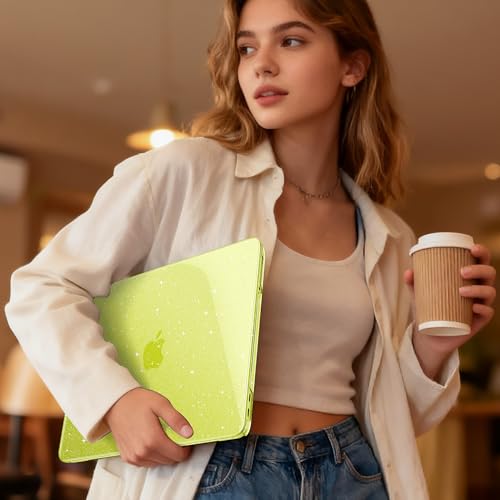 May Chen Compatible with MacBook Neo 13 inch Case 2026 Model A3404, Plastic Hard Shell,Keyboard Cover,Screen Protector,Dust Plug, for MacBook Neo 13" with A18 Pro Chip, Glitter Citrus - color: Glitter Citrus