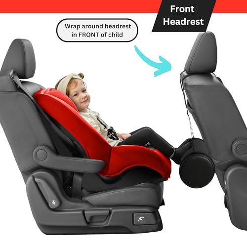SWANOO Car Foot Rest with Extra Long Straps - Adjusts to Any Carseat or Toodlers Booster Seat - Black Leather Leg Rest for Kids - color: Leather Black
