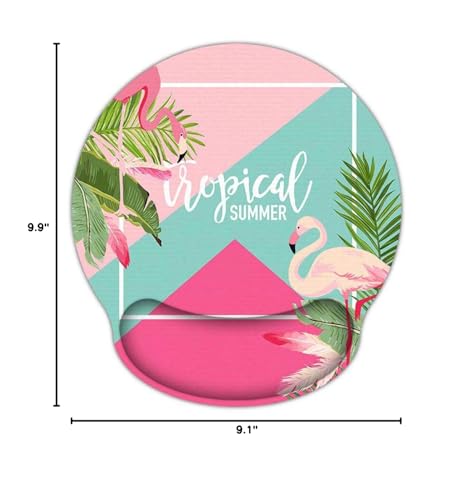 Mouse Pads with Gel Wrist Rest Support,Ergonomic Non Slip Base Memory Foam Wrist Rest Pad Mousepad for Home,Office,Gaming,Computer,Laptop Easy Typing Pain Relief, Flamingo