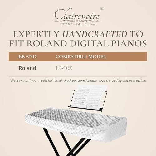 Clairevoire Digital Piano Cover, Piano Keyboard Covers -Protective for Roland Piano Covers FP Series, Durable and Waterproof Piano Keyboard Dust Cover, Piano Keyboard Case -Roland FP-60X Pearl White - color: Pearl White, size: FP-60X