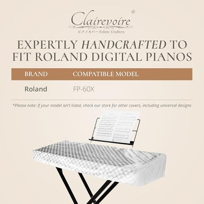 Clairevoire Digital Piano Cover, Piano Keyboard Covers -Protective for Roland Piano Covers FP Series, Durable and Waterproof Piano Keyboard Dust Cover, Piano Keyboard Case -Roland FP-60X Pearl White - color: Pearl White, size: FP-60X