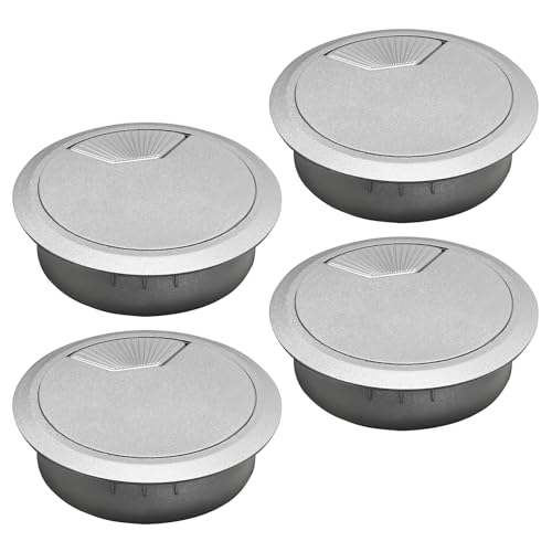 Desk Grommet 2" (50 mm), Desk Cord Hole Cover, Cable Grommet ABS Plastic, Desk Hole Grommet for Office and Home Table Cable, Detachable Adjustable Cable Cord Organizer (Silvery4 Pcs) - size: 2" (50 mm), style: 4 pcs Silvery