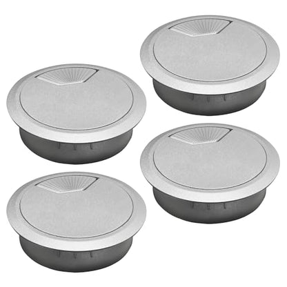 Desk Grommet 2" (50 mm), Desk Cord Hole Cover, Cable Grommet ABS Plastic, Desk Hole Grommet for Office and Home Table Cable, Detachable Adjustable Cable Cord Organizer (Silvery4 Pcs) - size: 2" (50 mm), style: 4 pcs Silvery
