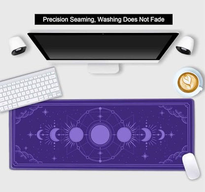 Kawaii Purple Large Gaming Mouse Pad, Moon Phase Magic Celestial Desk Mat Cute, Non-Slip Rubber Computer Mousepad, Laptop Desk Pad, 31.5x11.8 in - color: Moon Phase on Purple