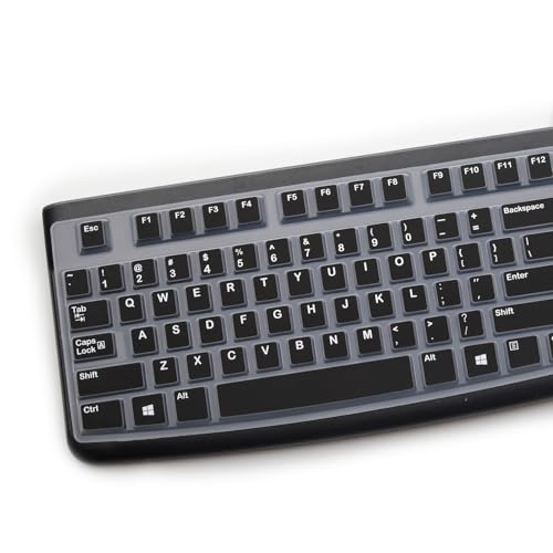 2 Pack Keyboard Cover for Logitech K120 & MK120 Ergonomic Desktop USB Keyboard, Logitech K120 & MK120 US Layout Waterproof Anti-Dust Keyboard Skin-Black+Clear - color: Black+Clear