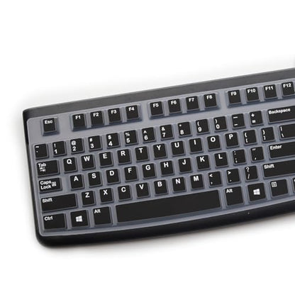 2 Pack Keyboard Cover for Logitech K120 & MK120 Ergonomic Desktop USB Keyboard, Logitech K120 & MK120 US Layout Waterproof Anti-Dust Keyboard Skin-Black+Clear - color: Black+Clear