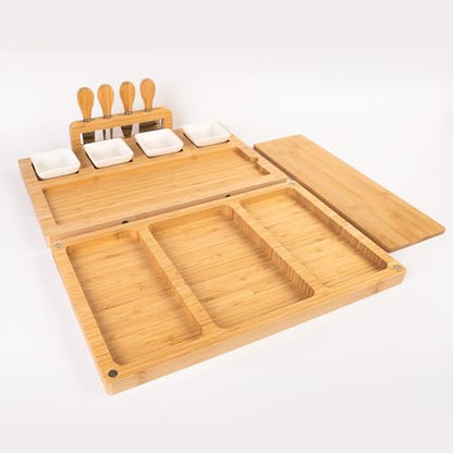 Charcuterie Board Set - Bamboo Cheese Board & Serving Tray with Stainless Steel Knives and Bowls, Housewarming Gifts New Home, Gift for Wedding Couple, Bridal Shower (NLB, 01) - size: 01