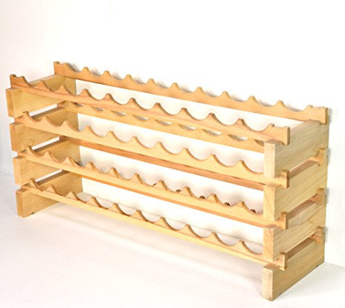 Modular Wine Rack Beechwood 40-120 Bottle Capacity 10 Bottles Across up to 12 Rows Newest Improved Model (40 Bottles - 4 Rows) - size: 40 Bottles - 4 Rows