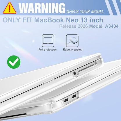 May Chen for MacBook Neo 13 inch Liquid Retina Display ((2026 Release A3404), Slim & Lightweight Protective Case with Screen Protector&Keyboard Cover&Dust Plug, Crystal Clear - color: Crystal Clear