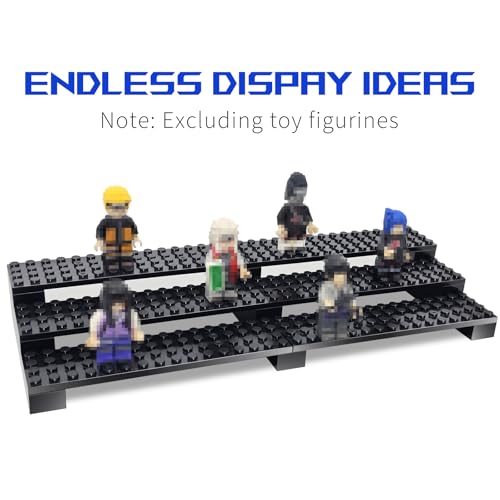 Minifigures Display Stand Buiding Blocks, Display Shelves, Compatible with Lego, 3 Tier Mini Figure Case, Display Stand for Organizing Your Minifigure Collection - color: Black