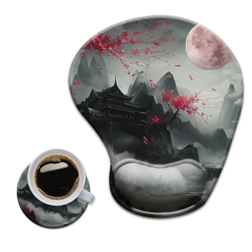 HOPONY Gel Wrist Rest Mouse Pad-Ergonomic Office Mousepad with Wrist Support-Non-Slip,Design Desk Accessories Mat for Home&Game Decor Japanese Cherry Blossom - color: Japanese Cherry Blossom