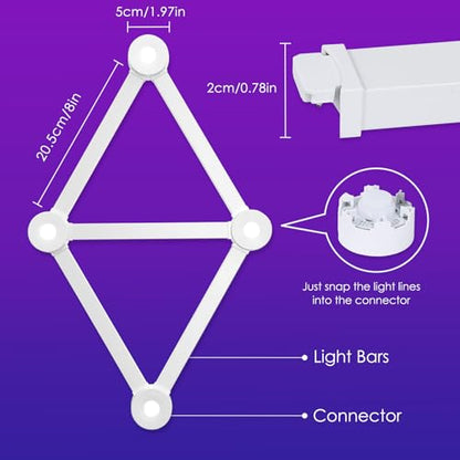 RGB Wall Light lines, Smart Gaming LED Lights DIY Geometry Splicing Gaming Wall Light Bar, Backlit Modular APP Control Colour Changing for Game Room,Bedroom,Home Decor Lights (5 Lines, White)