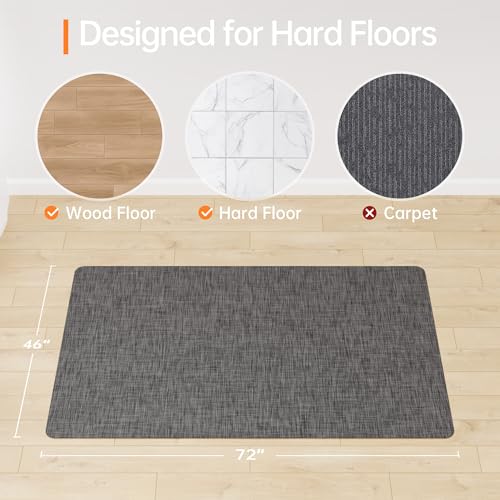 Office Chair Mat, 46" x 72" Computer Chair Mat for Hardwood Floor, Non-Curve Anti Slip Hard Floor Protector for Rolling Chair, PVC Mat Desk Rug for Home Office - color: Dark Grey, size: 46" x 72" Rectangular