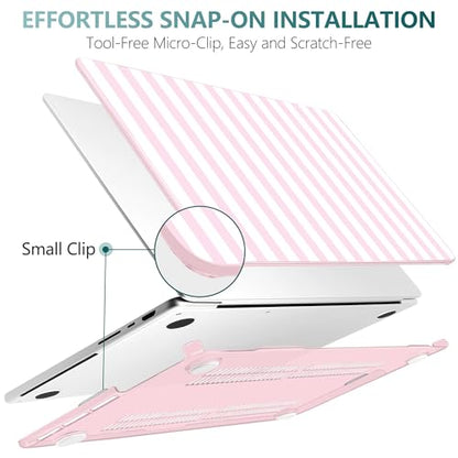 DONGKE Compatible with MacBook Pro 16 Inch Case (2026-2021 Release, M5 M4 M3 M2 M1 Pro/Max Chip), Plastic Hard Shell with Keyboard Cover & Screen Protector for MacBook Pro 16", Pink & White Stripes - color: Pink & White Stripes