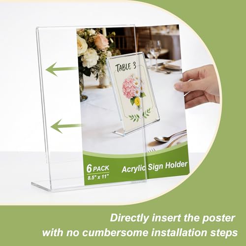 3 Pack Acrylic Sign Stand Holders, 8.5 x 11 Clear Plastic Table Paper Display Stand, Suit for Displaying Posters, Picture, Flyers, Menu - style: 3 pack