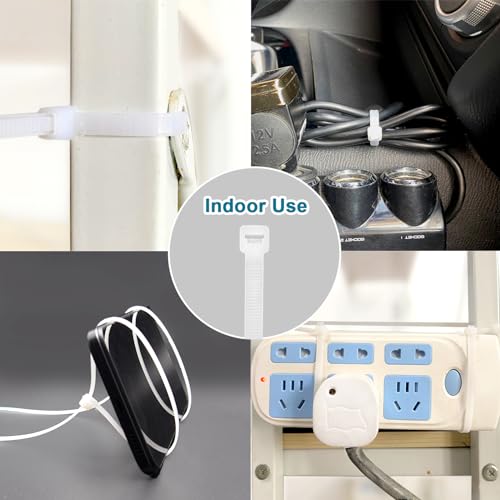 White Zip Ties 14 inch (100 Pack), Clear, 50 lb, UV Resistant Cable Ties for Outdoor Use, LOCKLOCK - size: 14" (100 Pack)