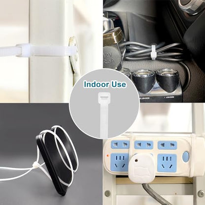 White Zip Ties 14 inch (1000 Pack), Clear, 50 lb, UV Resistant Cable Ties for Outdoor Use, LOCKLOCK - size: 14" (1000 Pack)