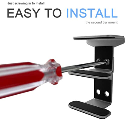 IFCASE 2 Tier Under Desk Laptop Mount, Double Decker Metal Under Desk Shelf Holder for Laptop, MacBook Pro, Keyboard with Anti-Scratch Silicone (Silver) - color: Silver