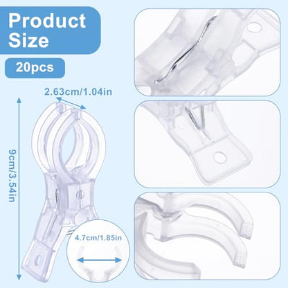 20pcs Balloon Arch Clips Transparent Large Plastic Backdrop Clips Spring Clamps 3.54inch Heavy Duty Clamps For Balloon Arch Crafts Backdrop Woodworking Photography Studios