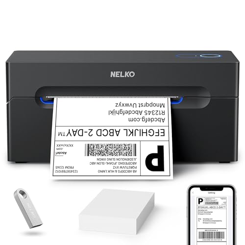 Nelko Bluetooth Thermal Shipping Label Printer, Wireless 4x6 Shipping Label Printer for Shipping Packages, Support Android, iPhone and Windows, Widely Used for Amazon, Shopify (Black) - color: black