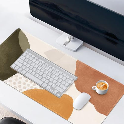 HAOCOO Boho Desk Mat, Computer Desk Pad, Large Mouse Pad for Desk, XXL Gaming Mousepad Cute for Desktop with Non-Slip Base, Waterproof Laptop Keyboard Mat for Office Home, Brown Beige - color: Boho Beige Cream Tan