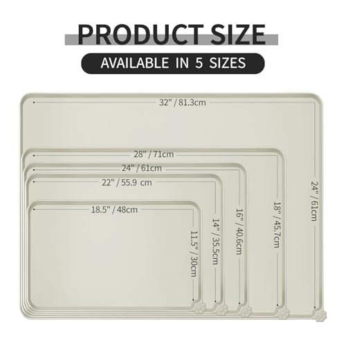 Reopet Silicone Pet Feeding Mat - Waterproof & Non-Slip Dog Cat Placemat | High Raised Edges Prevent Food & Water Spills to Protect Floors, Easy to Clean, Fit for Dog Cat Bowls - color: Beige, size: 22" x 14"