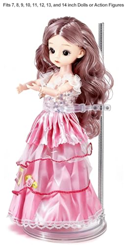 2 Pack Adjustable Doll Stand Support,Fits 4,5,6,7,8,9,10,11,12,13,and 14 inch Dolls,Action Figure Stand,Waist is to 2.6 inches