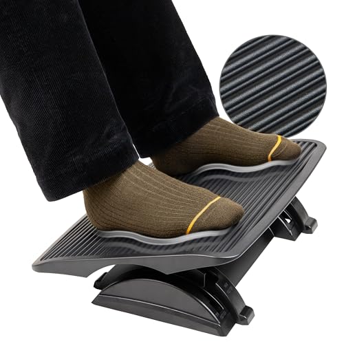 Mind Reader Foot Rest, Under Desk at Work, Ergonomic, Height Adjustable, Office, Plastic, Black - size: Plastic Foot Rest