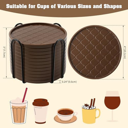 Coasters,Drink Coasters Set of 8 with Holder (Coffee, 12pcs) - color: Coffee, size: 12 pcs