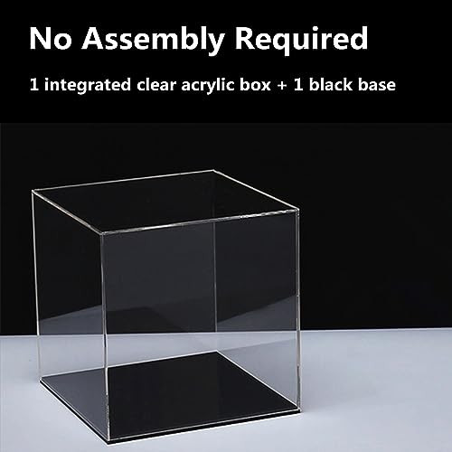 Cliselda Acrylic Display Case with Black Base 6x6x6 inch, Clear Square Acrylic Box Cube Small Storage Containers, Fully Assembled Dustproof Plastic Display Box for Collectibles Action Figures - size: 6x6x6 inch
