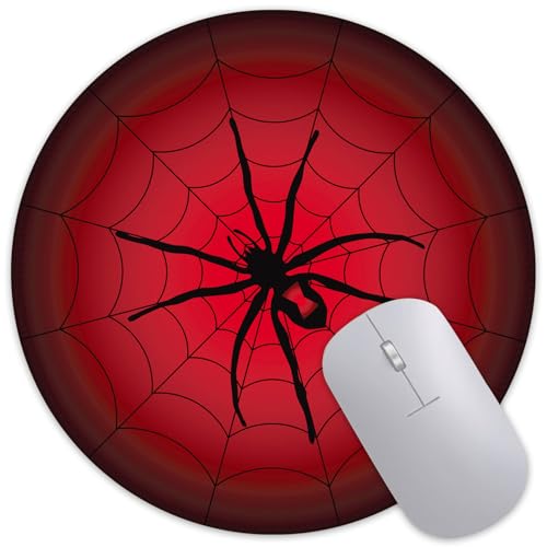 Spider Red Spider Web Mouse Pad Round Mouse Mat, Non-Slip Rubber Base Mousepad with Stitched Edge for Wireless Computer Laptop Office Desk Accessories 8 x 8 Inches - color: Spider Red Spider Web