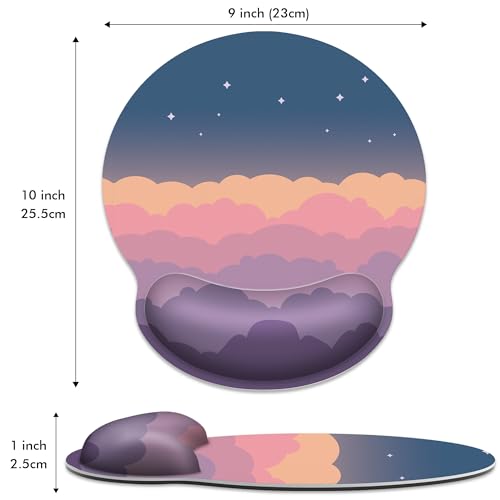 Ergonomic Mouse Pad with Wrist Support,Pink Rainbow Mouse Pad with Wrist Rest,Relieve Wrist Pain Mousepad Non-Slip Rubber Base,Cute Mouse Pads for Desk,Computers,Laptop,Office,Gaming,Accessories - color: Pink Rainbow