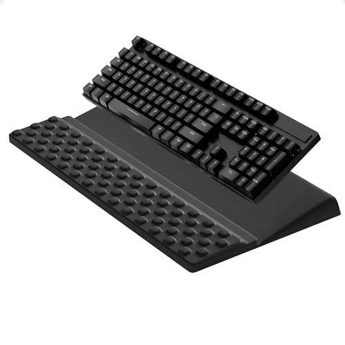 Ospelelf Keyboard Stand with Wrist Rest, Comfy Ergonomic Keyboard Riser Holder for Office Home - color: Black