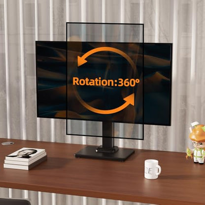 Suptek Single LCD Computer Monitor Free-Standing Desk Stand Mount Riser for 13 Inch to 43 Inch Screen with Swivel, Height Adjustable, Rotation, 50, 75, 100mm VESA Base Stand, Black - size: 13-43in(single)