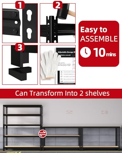 PrimeZone 36" x 16" x 72" Heavy Duty Storage Shelves - 5 Tier Adjustable Garage Storage Shelving, Metal Storage Utility Rack Shelf Unit for Warehouse Pantry Closet Kitchen, Black - size: 36"W x 16"D x 72"H