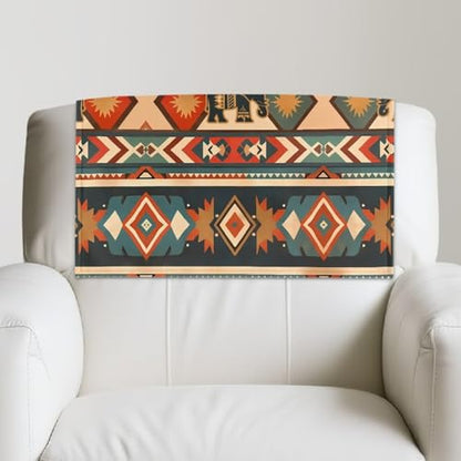 Aztec Elephant PU Leather Recliner Headrest Protector, Fitted Non Slip Sofa Headrest Cover, Dust-Proof Recliner Backrest Cover, Furniture Protector, 2 Packs - color: Aztec Elephant