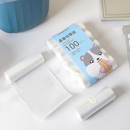 Small Desktop Trash Can with Lid for Desk Trash Cans Cute Mini Garbage Bin Press-top Wastebasket for Office Countertop Coffee Table Desk (Trash Bags)