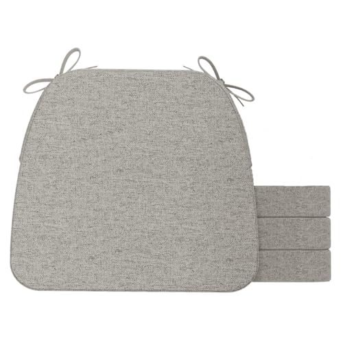 AAAAAcessories D-Shaped Chair Cushions, 2" Thick Dining Chair Pads with Ties and Removable, Machine-Washable Cover, 17" x 16", Set of 4, Khaki Gray - color: Khaki Gray, size: 4 Count(Pack of 1)