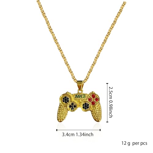 Colorful Crystal Game Controller Necklaces Punk Hip Hop Friendship Game Console Necklace for Best Friends - color: Gold
