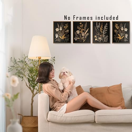 FITIE Vintage Moody Floral Wall Art Prints Set of 4, Floral Room Decor, Dark Academia Retro Flowers Botanical Wall Art Posters for Home Bedroom Living Room Decor, 8x10 Unframed - color: Home Wall Art 17