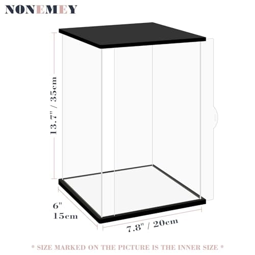 NONEMEY Clear Acrylic Display Case with Remote Control Light for Collectibles, Dustproof Model Showcase Organizer Box, Display Case for Collectibles (7.8x6x13.8inch,20x15x35cm) - size: 7.8×5.9×13.8 inch, 20×15×35 cm