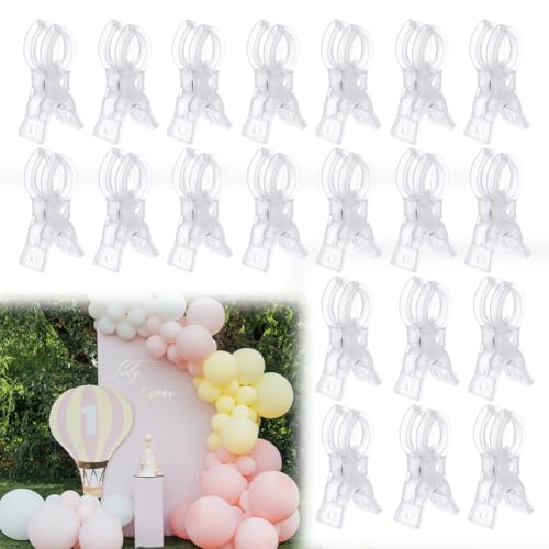 DICOSMETIC 20Pcs Large Balloon Arch Clips 9cm Transparent Professional Backdrop Clips Heavy Duty Clip for Crafts Plastic Spring Clamps for Backdrop Stand, Photography, Home Decor - color: Clear