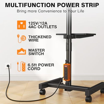 TVON Floor TV Stand with Power Outlet for 13-50 inch TVs up to 55 lbs, Height Adjustable TV Mount Stand with Tilt and Rotat, Max VESA 200x200mm - size: 13-50 inch TVs, 55 lbs capacity