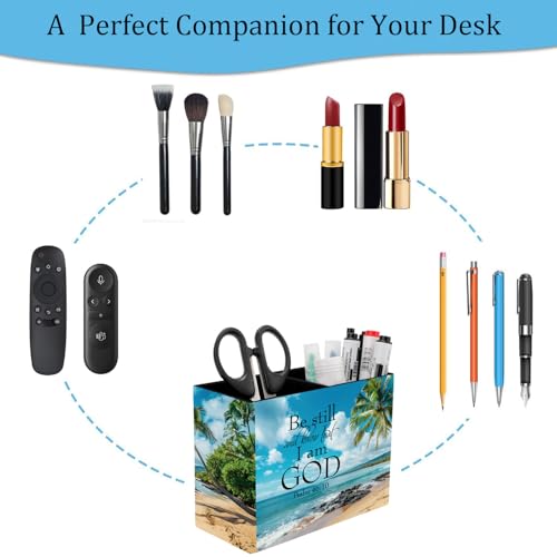 Pen Holder and Anti-Slip Mouse Pad Combination, Makeup Brush Storage Box, Tableware Storage Box, Suitable for Office and Home - Beaches and Palm trees - color: Beaches and Palm trees